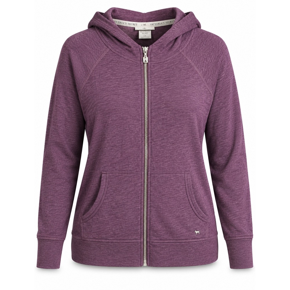 Victoria's Secret Rhinestone Angel Wing Zip Hoodie XL Purple Heathered Y2K